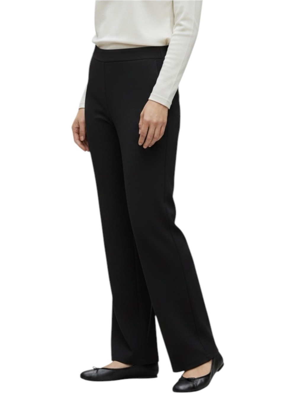 Eileen Fisher Black Washable Stretch Crepe Pull-on Pants - Extra Large